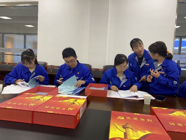 4月18日，制氣車間黨支部與質量監督檢驗部黨支部在彬州公司會議室開展對標交流活動。查閱制氣車間黨支部黨建臺賬畫面。.jpg